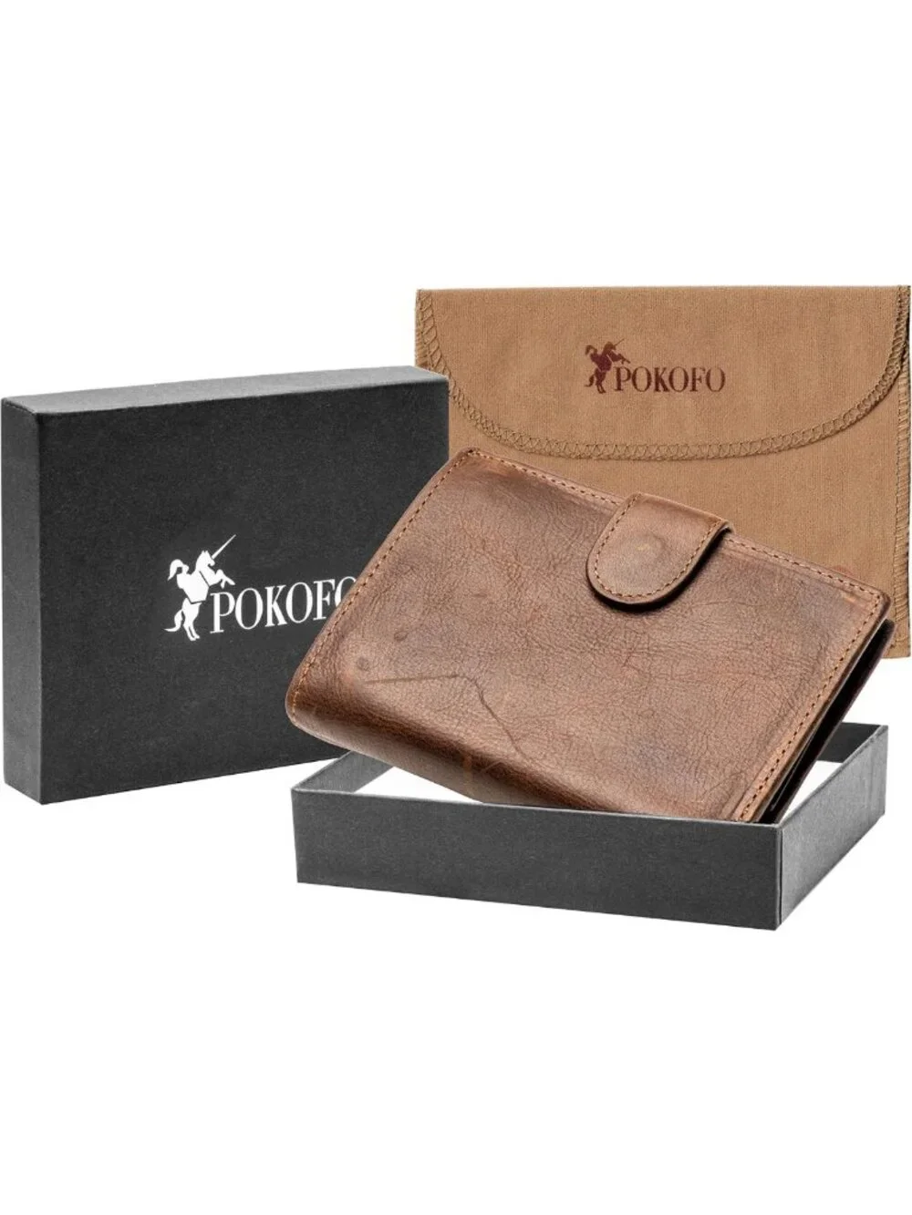 Large RFID Genuine Leather Trifold Wallet | Snap Closure, 3 ID Windows for Men